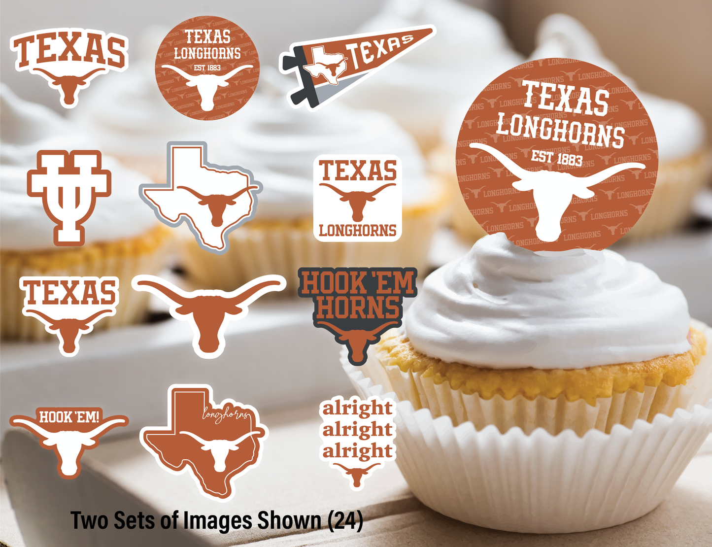 Texas Longhorns Party Decorations with Banner and Cupcake Toppers (42 Pieces)