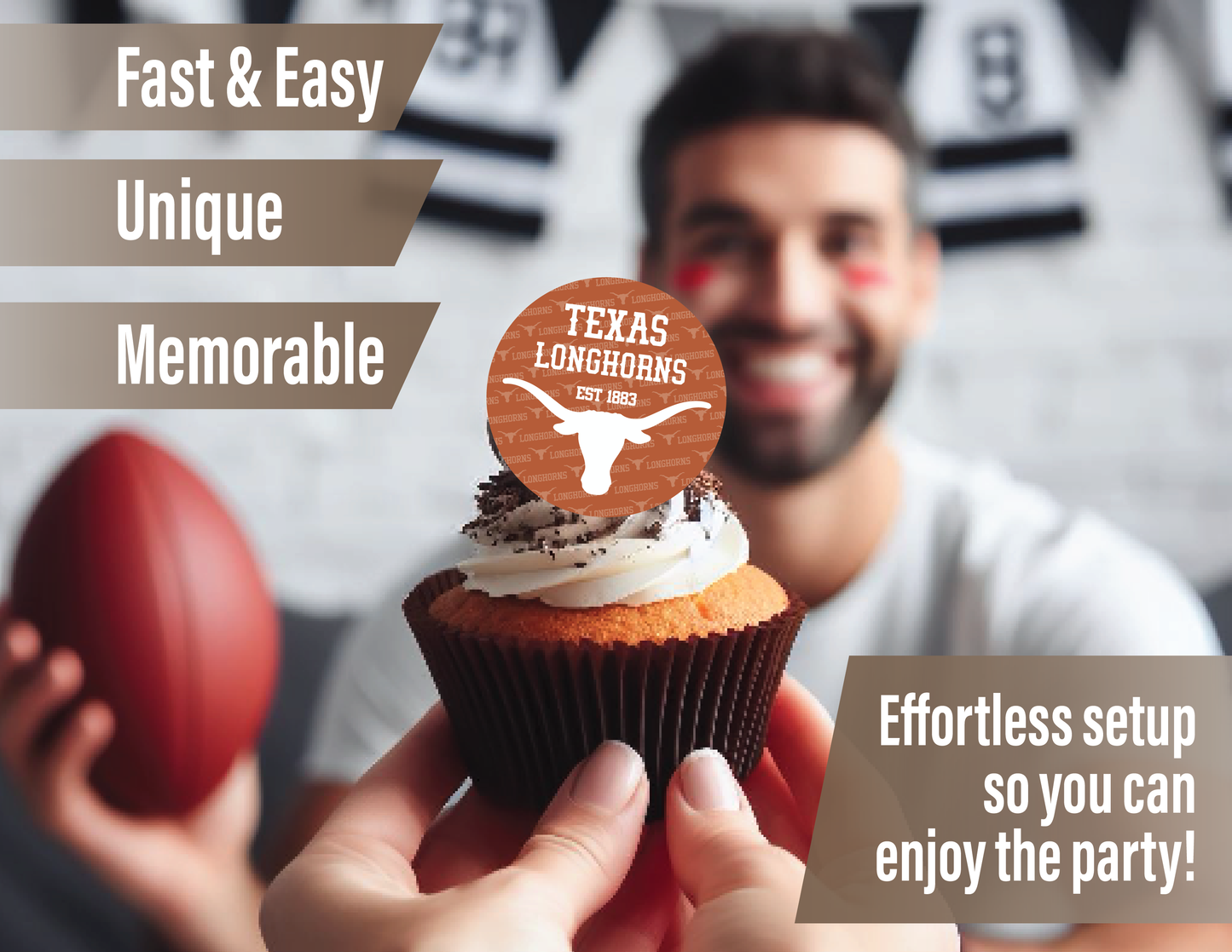 Texas Longhorns Party Decorations with Banner and Cupcake Toppers (42 Pieces)