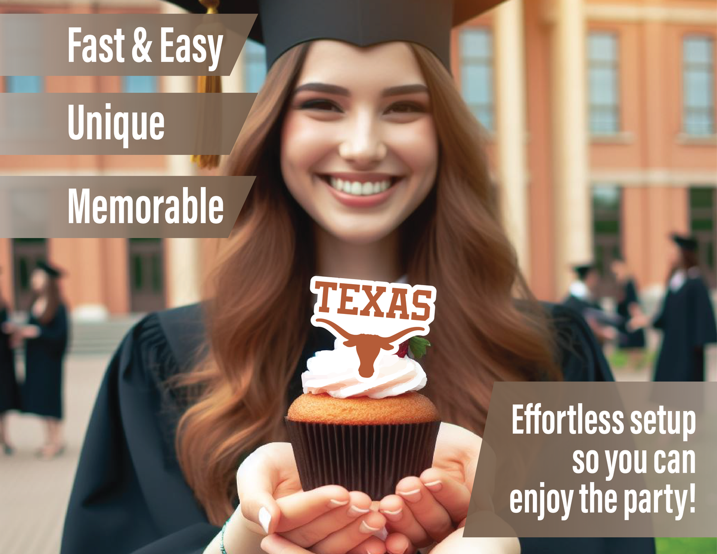 Texas Longhorns Party Decorations with Banner and Cupcake Toppers (42 Pieces)