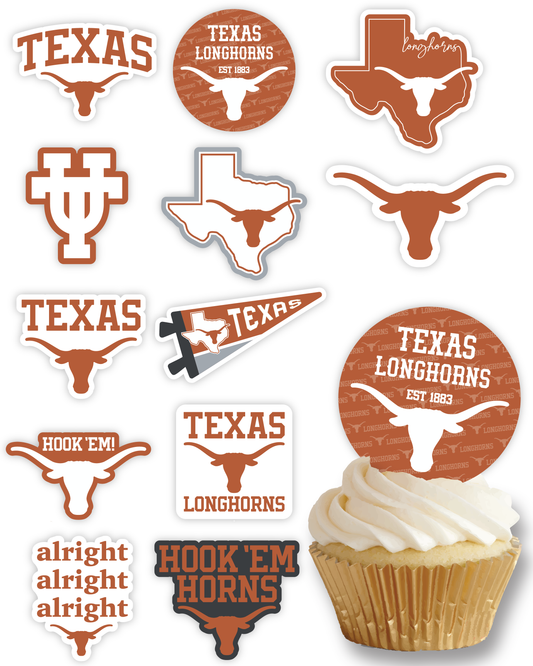 Texas Longhorns Cupcake Toppers (24 Pieces)