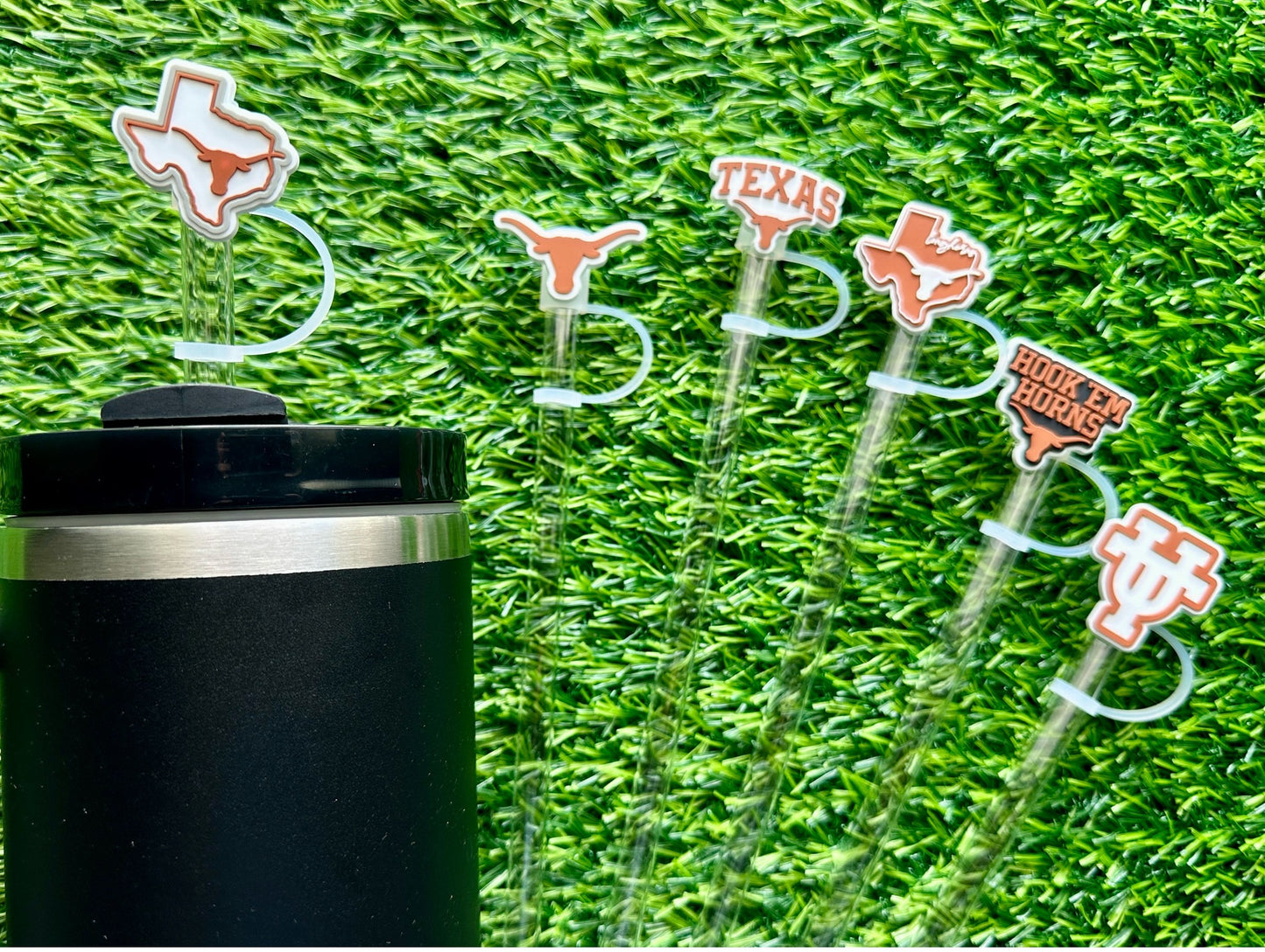 Texas Longhorns 10mm Straw Toppers (6 Pieces)