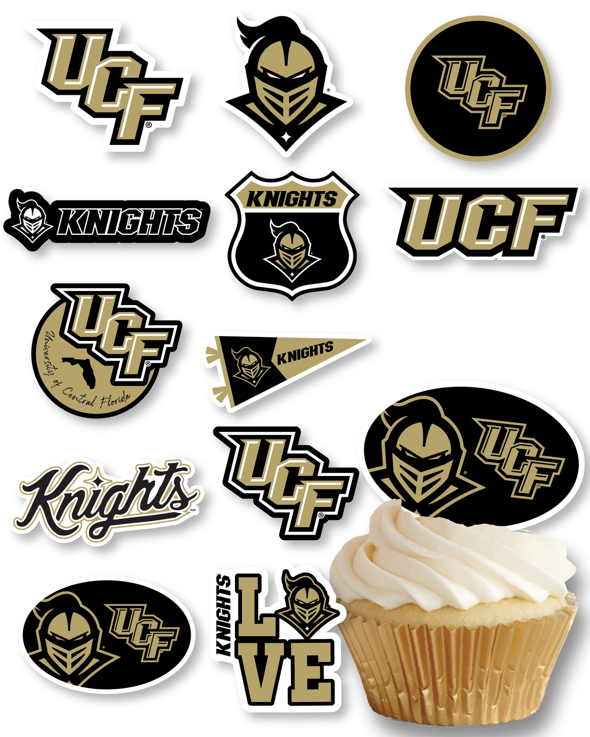 UCF Cupcake Toppers Central Florida Graduation Party Cake Decorations 24 Pc