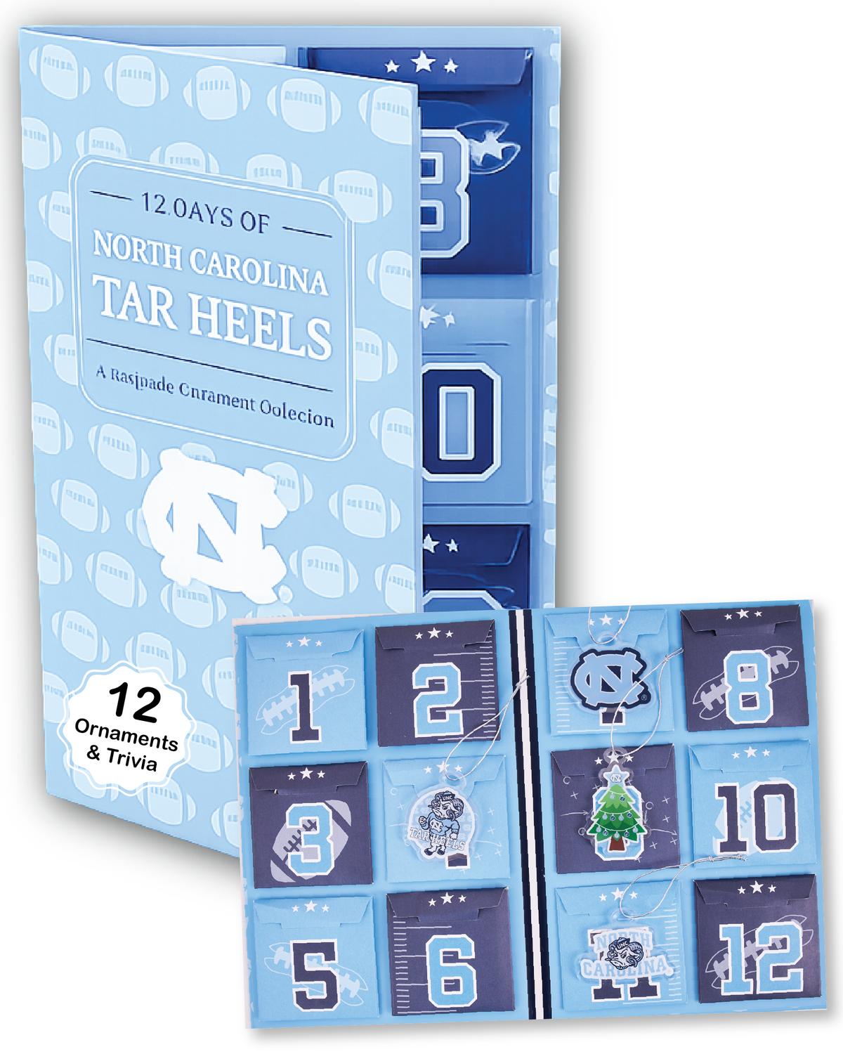 UNC Tar Heels 12-Day Christmas Ornament Advent Calendar Football Fan Gift