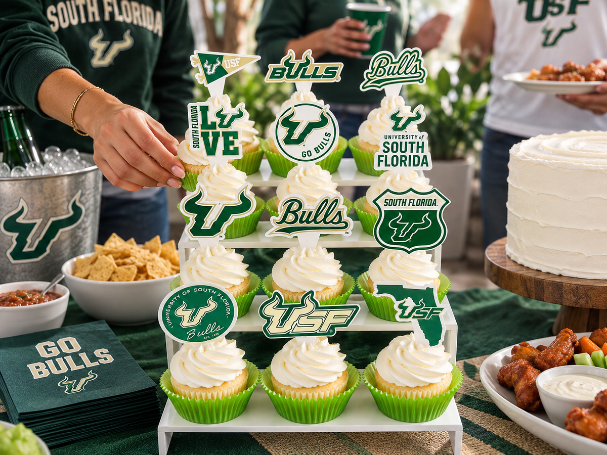 USF Merch Graduation Decoration South Florida Cupcake Toppers 24 Pc