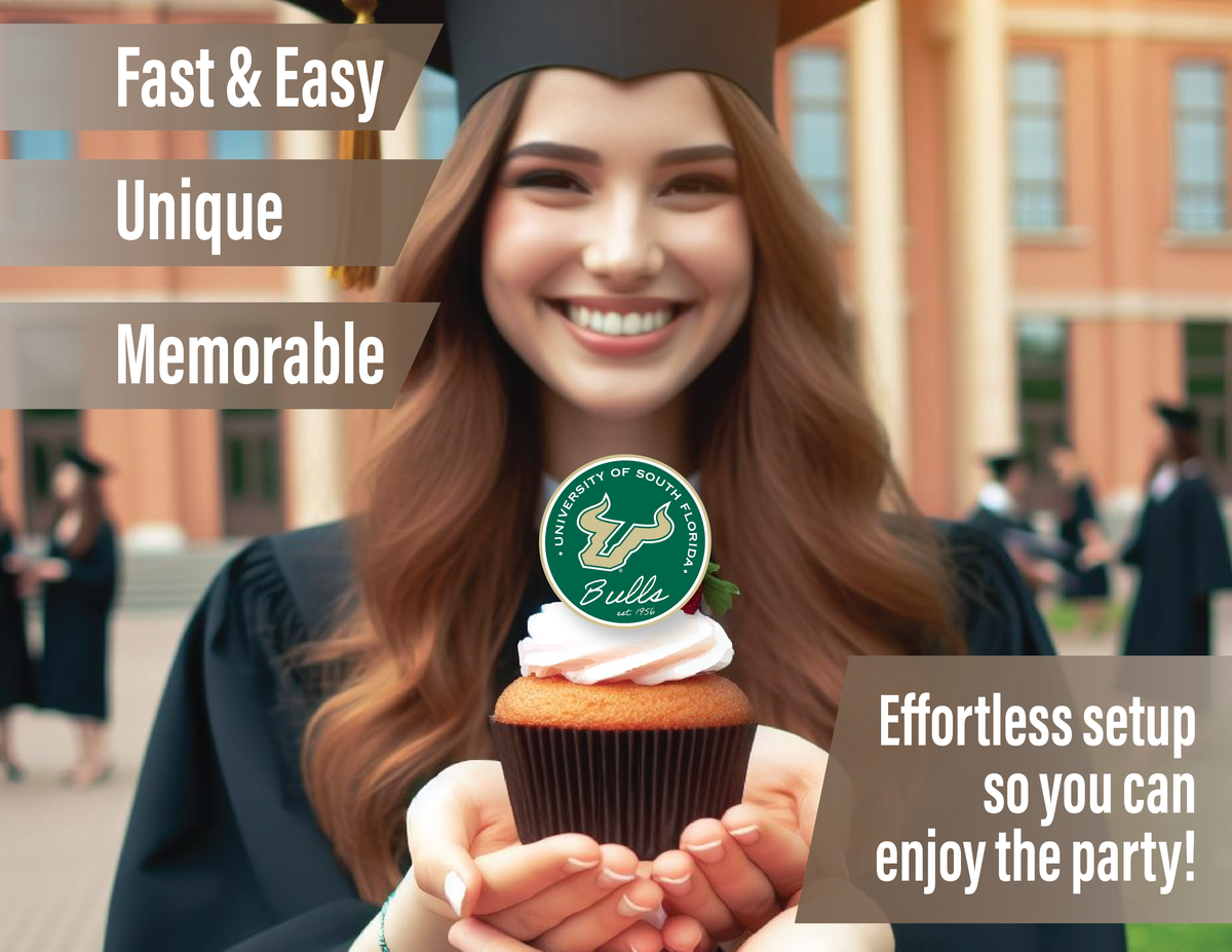 USF Merch Graduation Decoration South Florida Cupcake Toppers 24 Pc