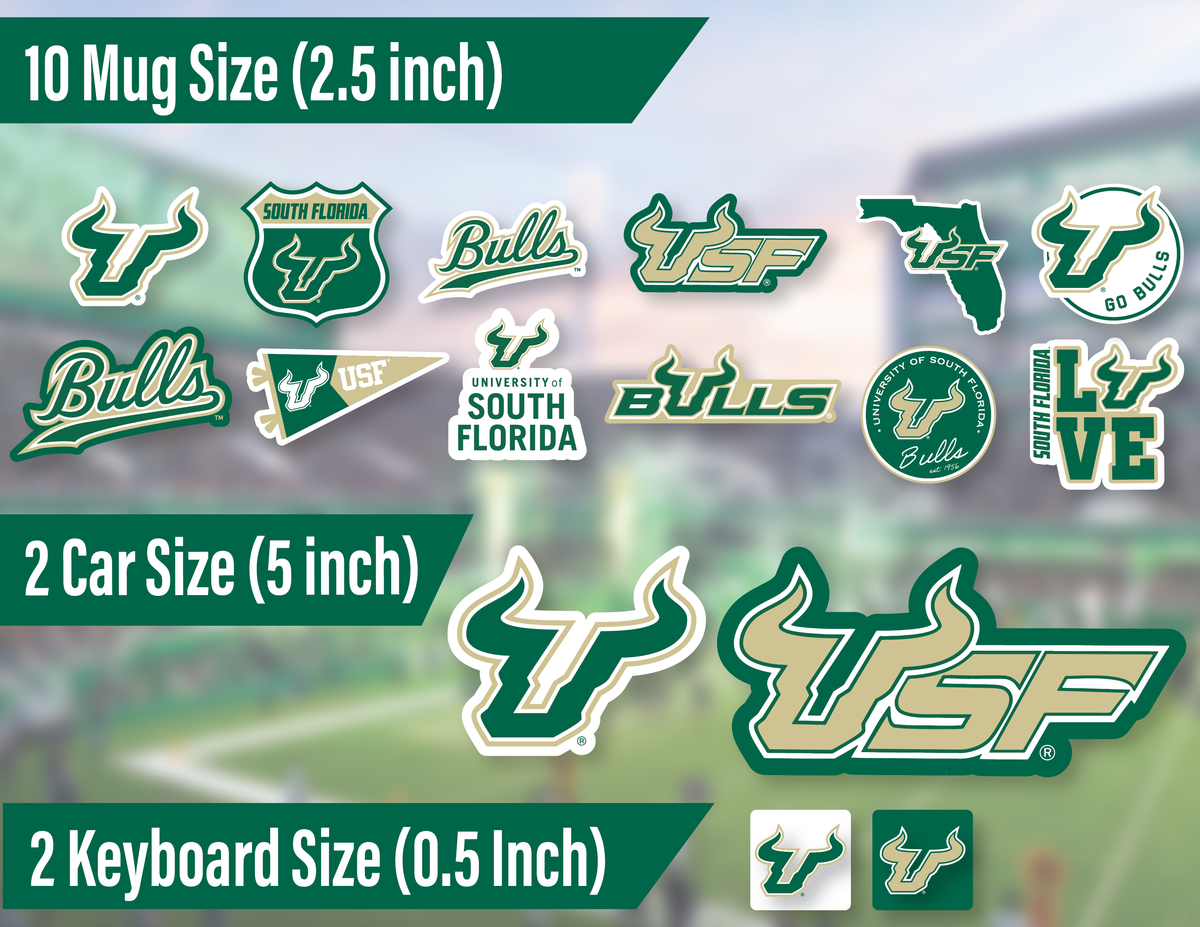 USF Merch Stickers Decals Merch University South Florida Gifts Car 14 Pc