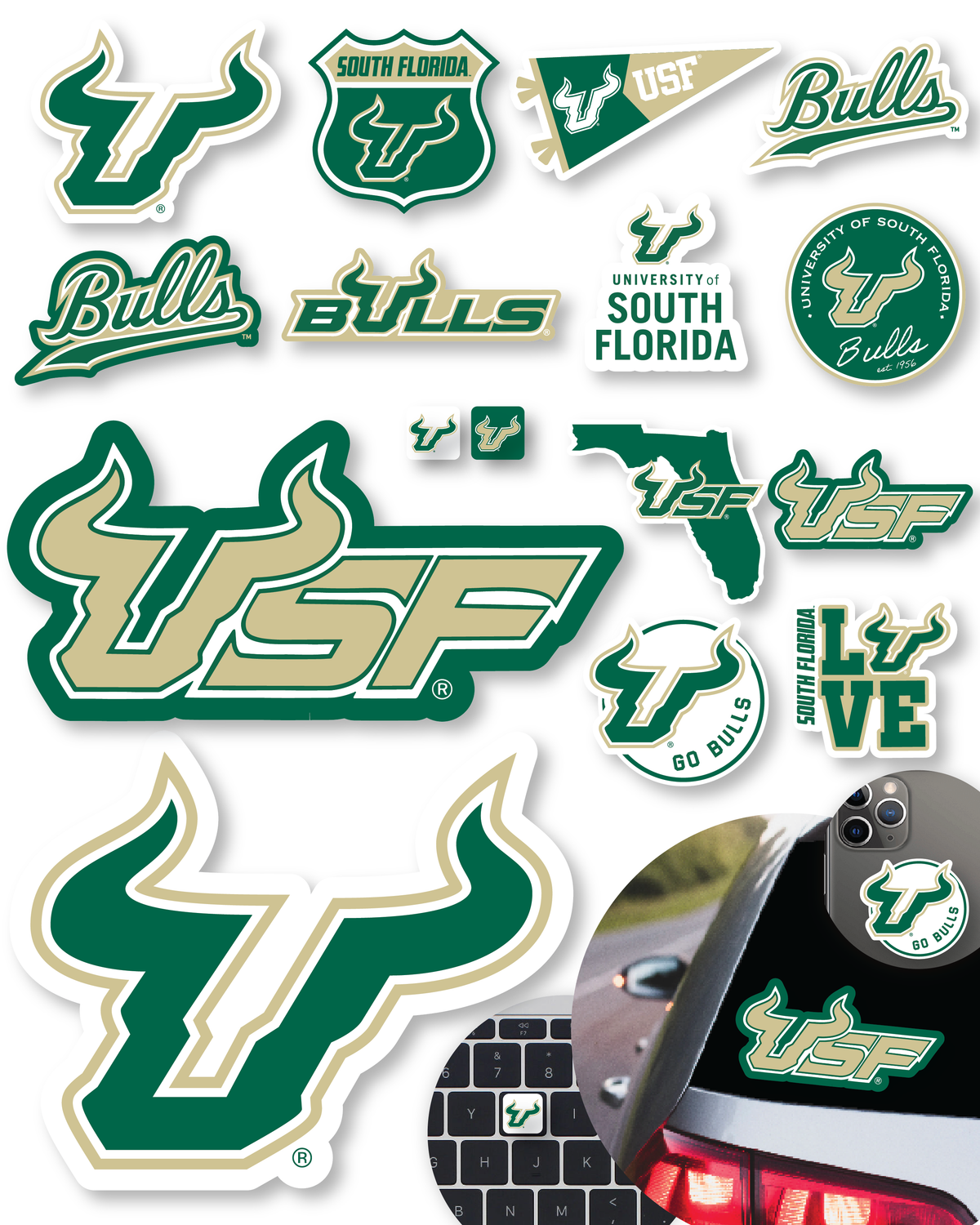USF Merch Stickers Decals Merch University South Florida Gifts Car 14 Pc