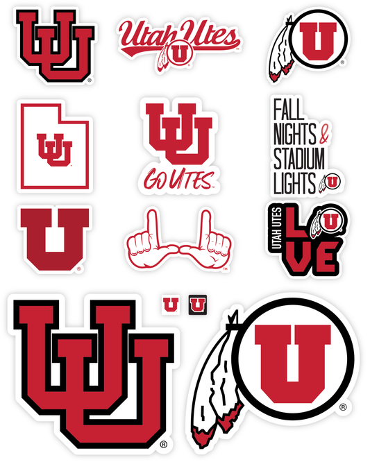 Utah Utes Sticker Set (14 Pieces)
