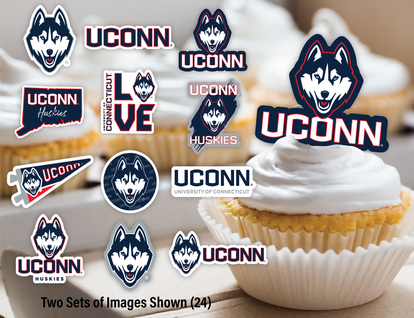 UConn Huskies Party Decorations with Banner and Cupcake Toppers (42 Pieces)