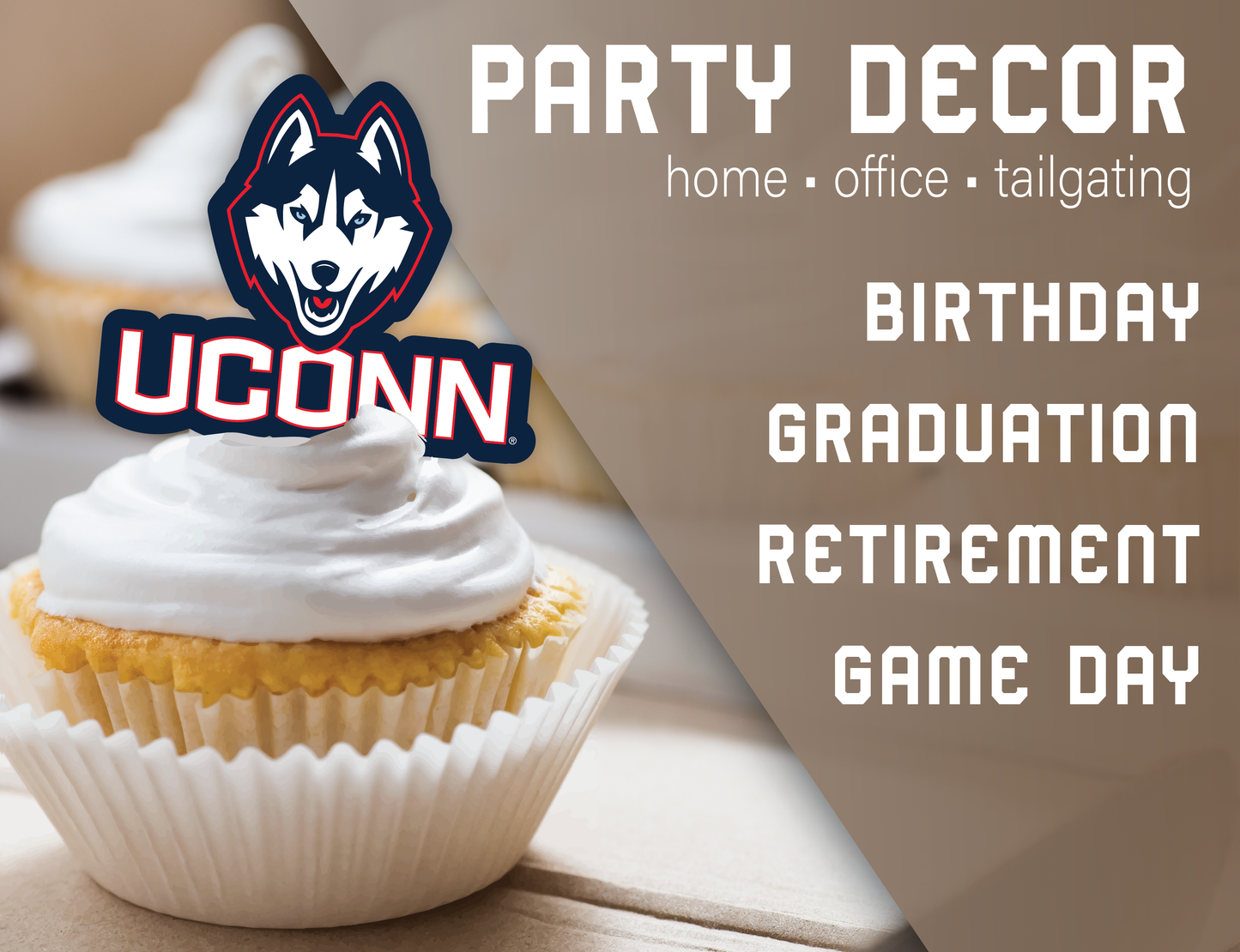 UConn Huskies Party Decorations with Banner and Cupcake Toppers (42 Pieces)