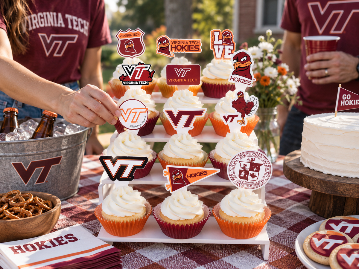 Virginia Tech Merch Cupcake Toppers VT  Graduation Party Decorations 24 Pc