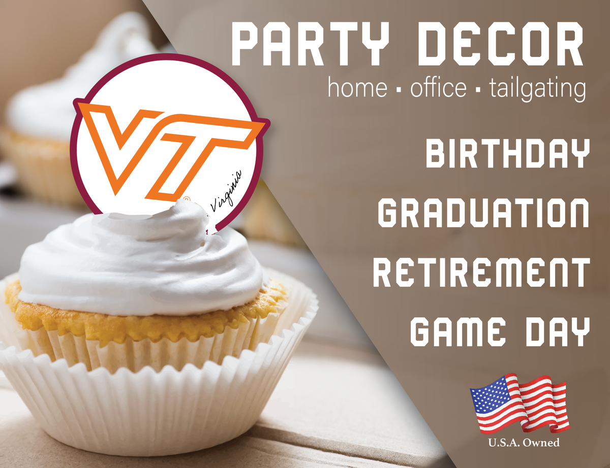 Virginia Tech Merch Cupcake Toppers VT  Graduation Party Decorations 24 Pc