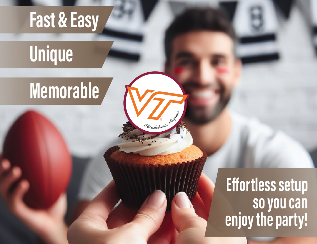Virginia Tech Merch Cupcake Toppers VT  Graduation Party Decorations 24 Pc