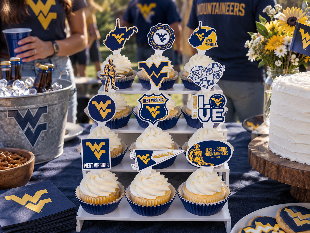 WVU Graduation Decorations Party Decor Cupcake Toppers West Virginia 24 Pc
