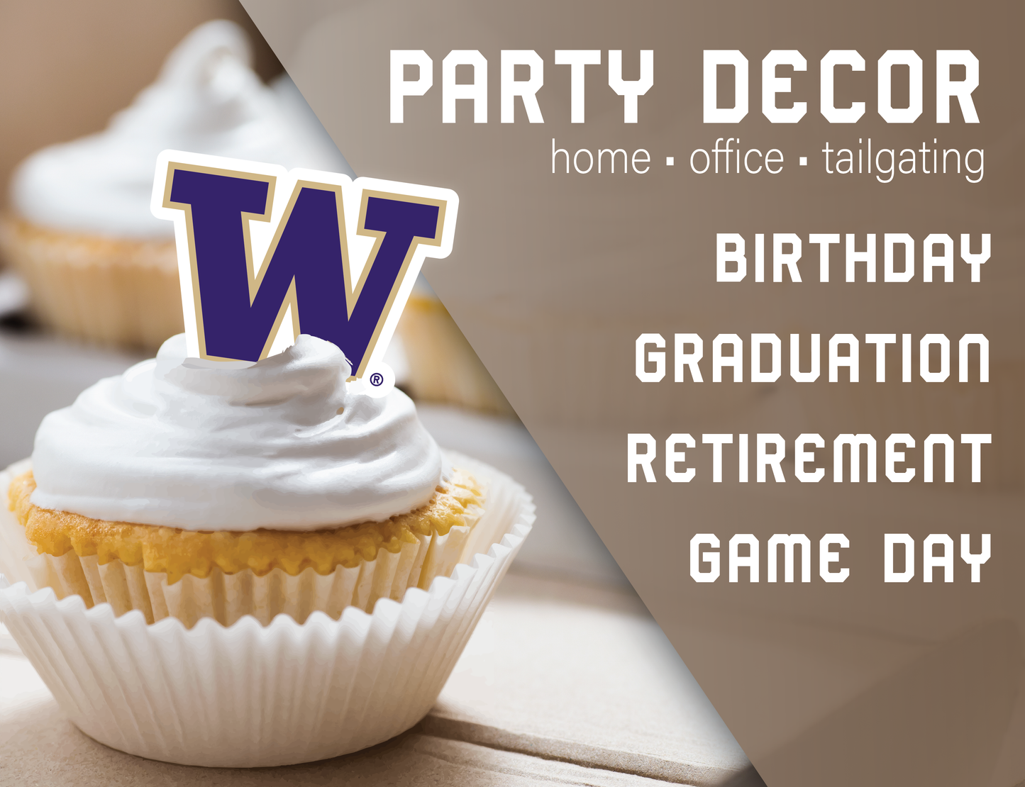 Washington Huskies Cupcake Toppers (24 Pieces)