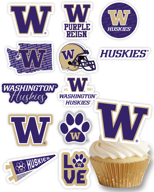 Washington Huskies Cupcake Toppers (24 Pieces)