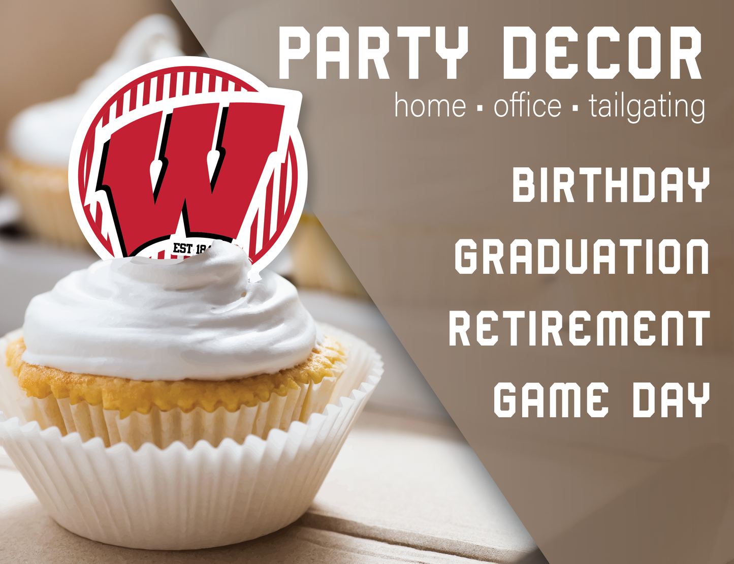 Wisconsin Badgers Cupcake Toppers (24 Pieces)