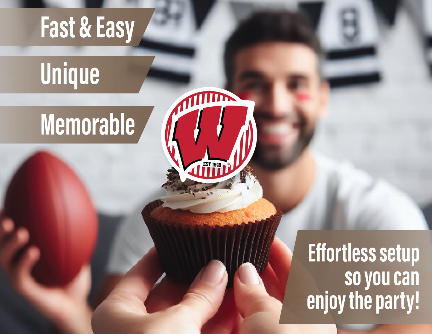 Wisconsin Badgers Cupcake Toppers (24 Pieces)