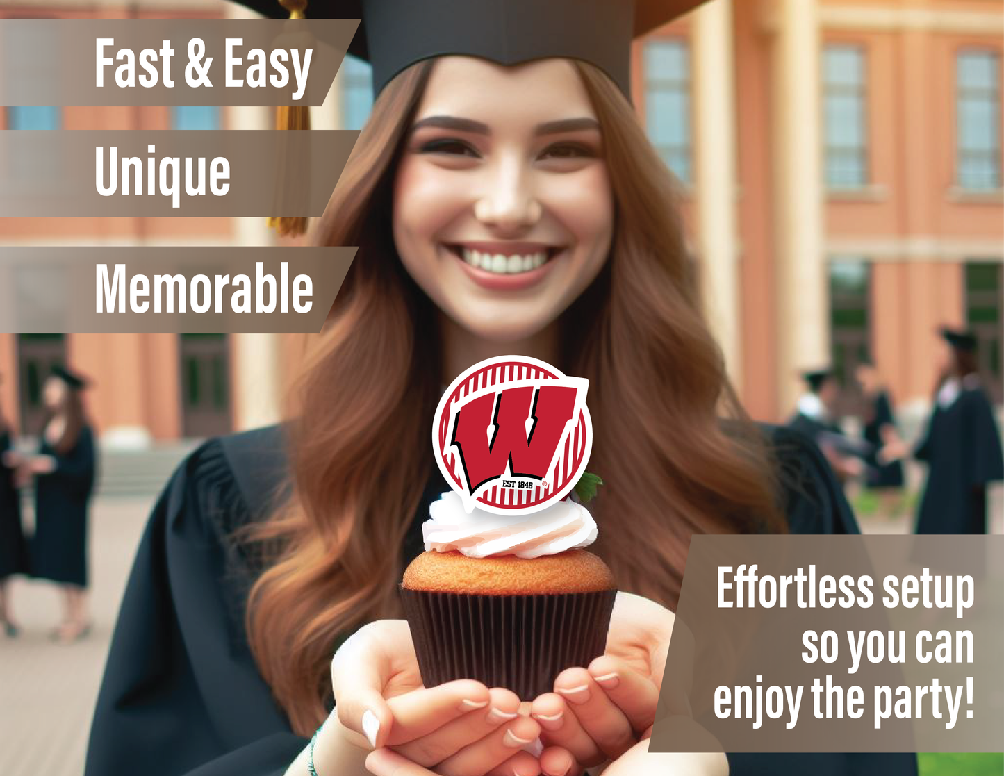 Wisconsin Badgers Cupcake Toppers (24 Pieces)