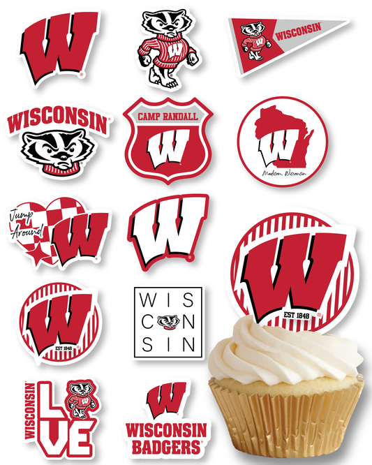 Wisconsin Badgers Cupcake Toppers (24 Pieces)