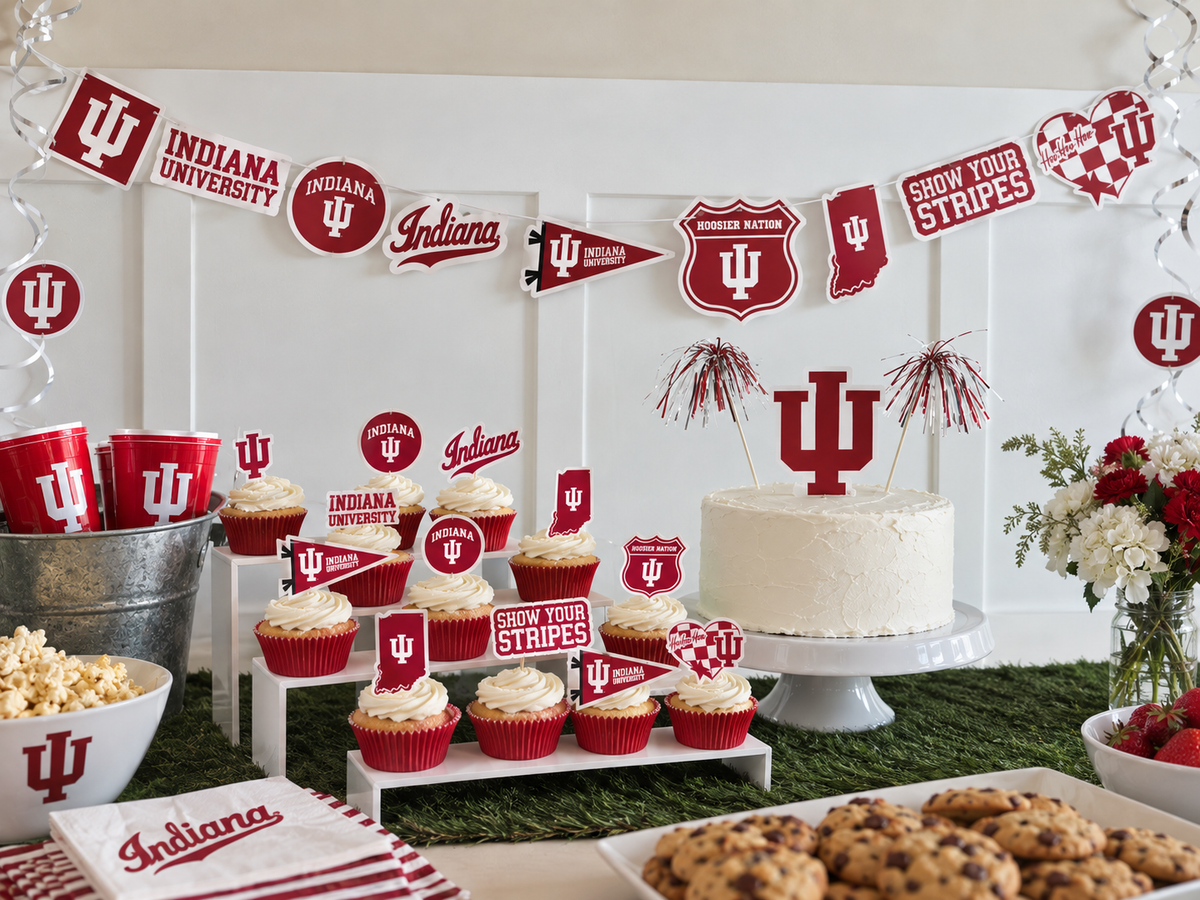 Indiana Hoosiers Cake Topper & Decorations, Grad IU Party Supplies 42 Pcs